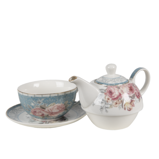 Tea for one set 16*10*14 cm / 400 ml / 250 ml Blauw | PECTEFO | Clayre & Eef 2