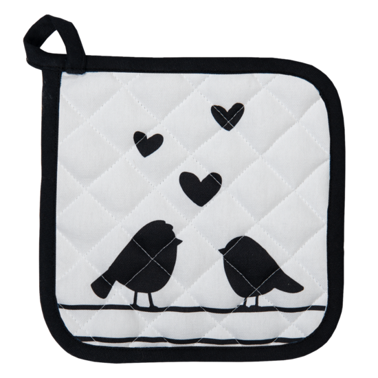 LBS45 Pannenlap Wit, Zwart 20*20 cm 20*20 cm Wit | LBS45 | Clayre & Eef
