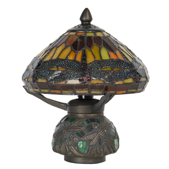 Clayre & Eef | Tiffany Tafellamp Rood, Bruin ø 22x21 cm E14/max 1x40W | 5LL-9295
