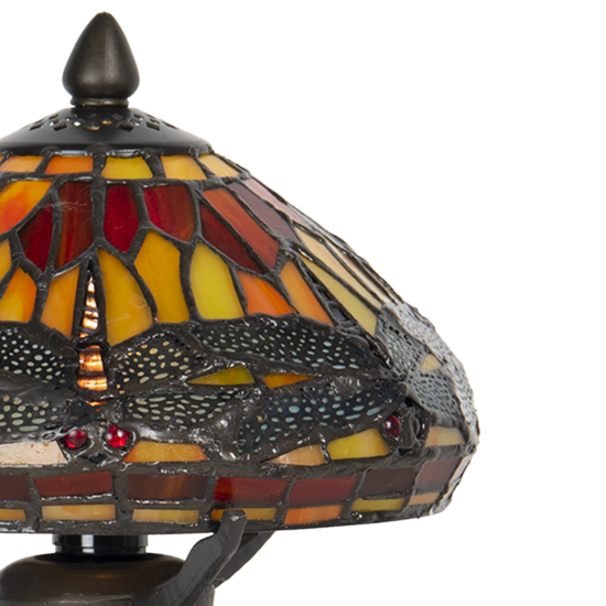 Clayre & Eef | Tiffany Tafellamp Rood, Bruin ø 22x21 cm E14/max 1x40W | 5LL-9295