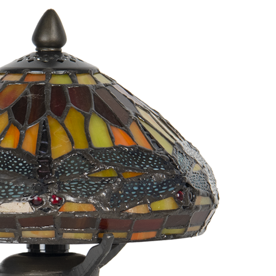 Clayre & Eef | Tiffany Tafellamp Rood, Bruin ø 22x21 cm E14/max 1x40W | 5LL-9295