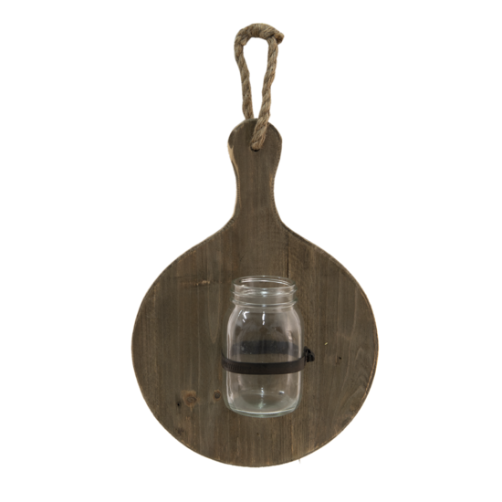 6H2117 Glazen Vaasjes in Houder Broodplank Bruin 27*13*38 cm 27*13*38 cm Bruin | 6H2117 | Clayre & Eef