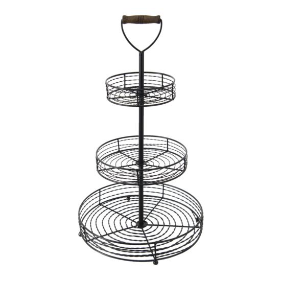 6Y4687 Etagère 3 laags Zwart ø 34*59 cm ø 34*59 cm Zwart | 6Y4687 | Clayre & Eef