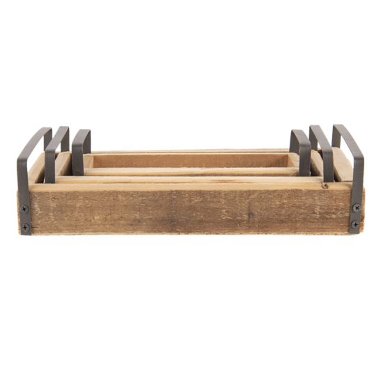 Clayre &amp; Eef   | Decoratief Dienblad set van 3 Bruin 35x20x5 / 30x15x5 / 25x10x5 cm | 6H2008