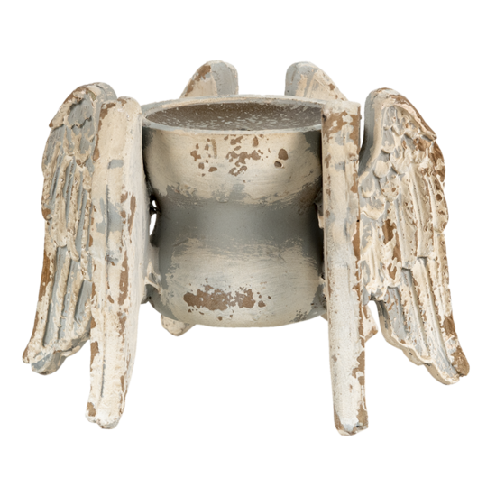 Clayre & Eef | Kandelaar Vleugels Grijs, Beige, Wit 21x19x15 cm | 6H2059