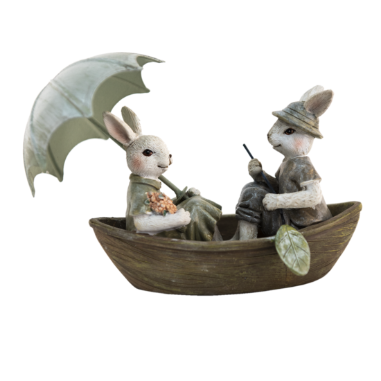 Clayre & Eef | Decoratie Konijn Groen, Bruin, Beige 14x10x12 cm | 6PR3534