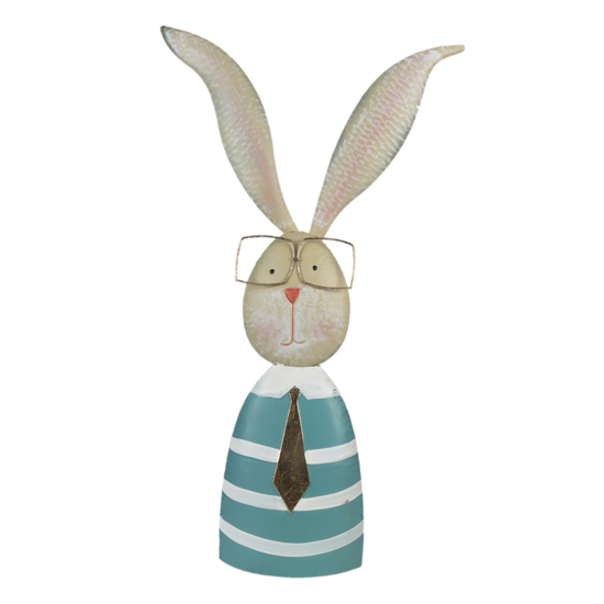Clayre & Eef | Decoratie Beeld Konijn Turquoise, Beige 30x11x67 cm | 5Y0998