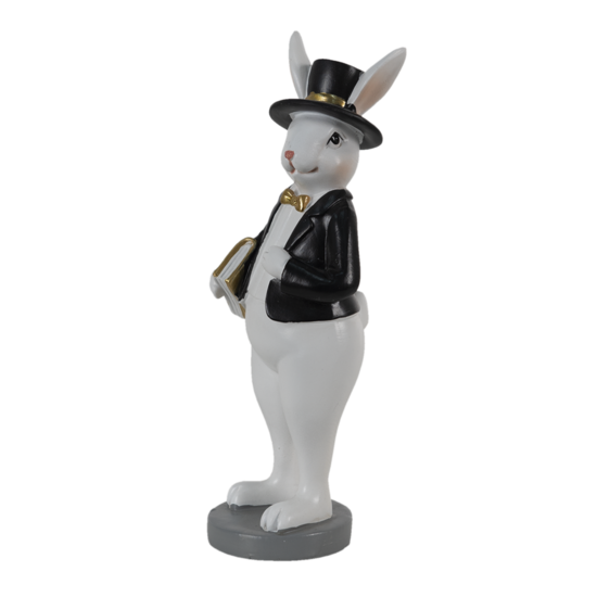Clayre & Eef | Decoratie Beeld Konijn Zwart, Wit 7x7x20 cm | 6PR3572