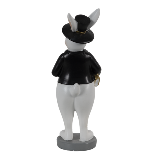 Clayre & Eef | Decoratie Beeld Konijn Zwart, Wit 7x7x20 cm | 6PR3572