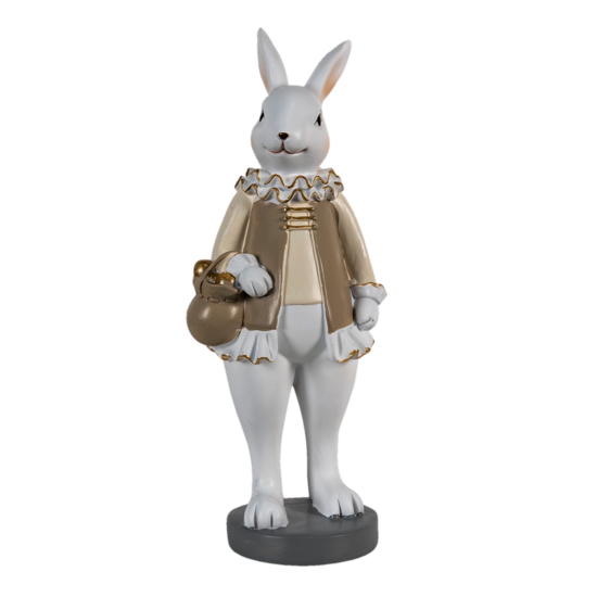 Clayre & Eef | Decoratie Beeld Konijn Beige, Wit 10x8x25 cm | 6PR3583