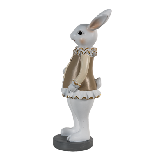 Clayre & Eef | Decoratie Beeld Konijn Beige, Wit 10x8x25 cm | 6PR3583