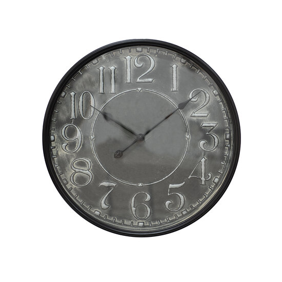 Clayre & Eef | Wandklok Grijs ø 60x6 cm / 1xAA | 5KL0215