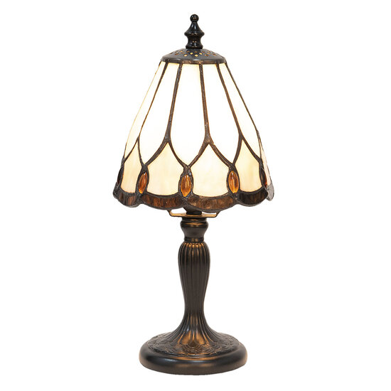 Clayre & Eef | Tiffany Tafellamp Wit ø 14x31 cm E14/max 1x40W | 5LL-5995