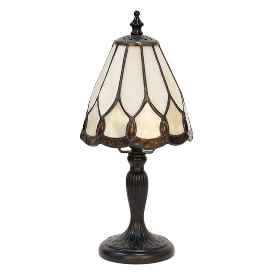 Clayre & Eef | Tiffany Tafellamp Wit ø 14x31 cm E14/max 1x40W | 5LL-5995