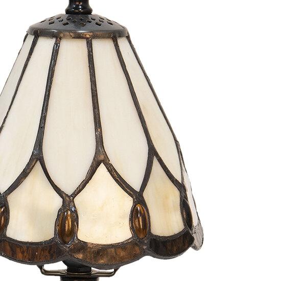 Clayre & Eef | Tiffany Tafellamp Wit ø 14x31 cm E14/max 1x40W | 5LL-5995