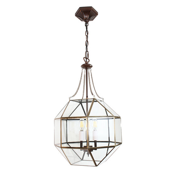 Clayre & Eef | Hanglamp Transparant 30x30x170 cm E14/max 3x40W | 5LL-9341