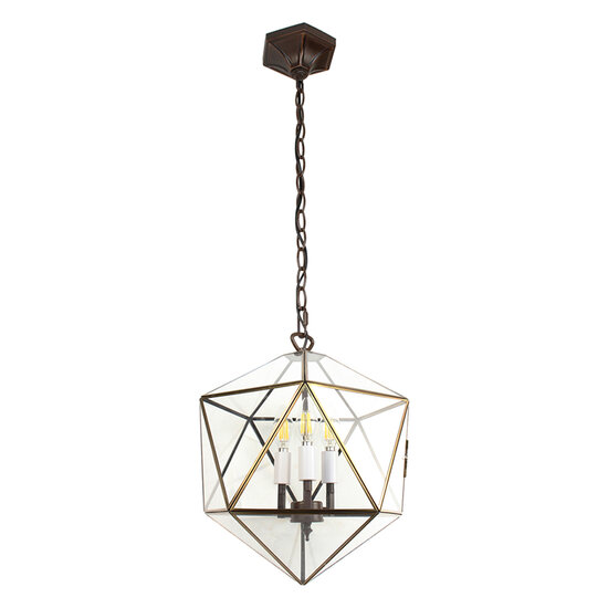 Clayre & Eef | Hanglamp Transparant 30x30x135 cm E14/max 3x40W | 5LL-9344