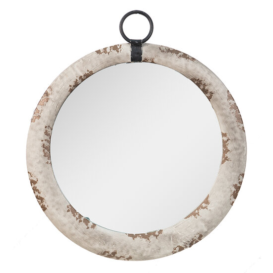 Clayre & Eef | Wandspiegel Grijs Bruin ø 40x5 cm | 62S238