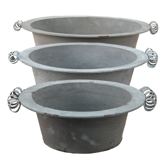Clayre & Eef | Decoratie schaal Grijs (3) ø 36x11 / ø 30x10 / ø 24x9 cm | 6Y4648