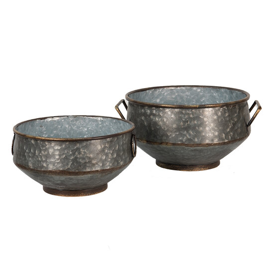 Clayre & Eef | Bloempotten Binnen Set van 2 Grijs, Bruin 40x35x20 / 32x31x15 cm | 6Y4772