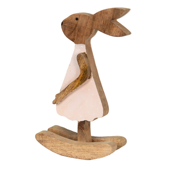 Clayre & Eef | Decoratie Beeld Konijn Bruin, Roze 17x7x30 cm | 6H2151L