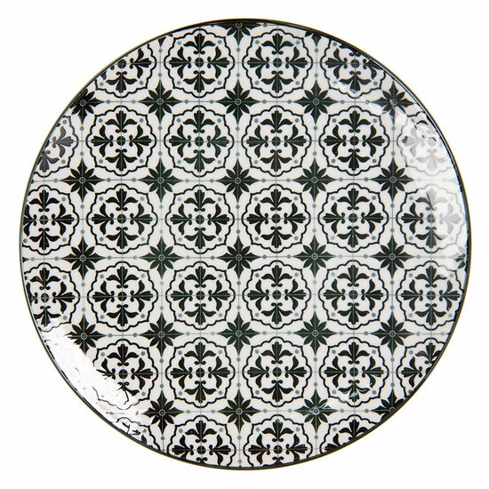 Clayre & Eef | Servies Ontbijtbord Zwart Wit ø 21x1 cm | 6CEDP0047