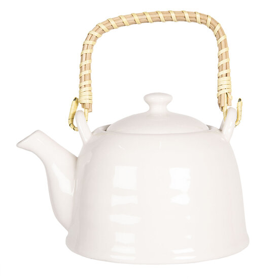 Clayre & Eef | Theepot met Filter Wit 17x12x10 cm / 600 ml | 6CETE0088M