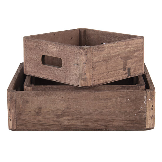 Clayre & Eef | Decoratief Dienblad set van 3 Bruin 24x24x6 / 20x20x6 / 16x16x6 cm | 6H2006