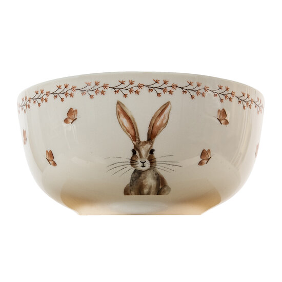 Clayre & Eef | Soepkom Beige Bruin ø 14x7 cm / 500 ml | REBBO
