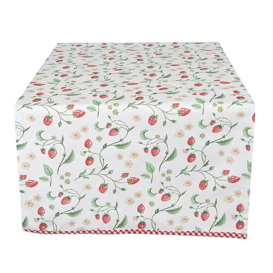 Clayre & Eef | Tafelloper Wit, Rood, Groen 50x140 cm | WIS64