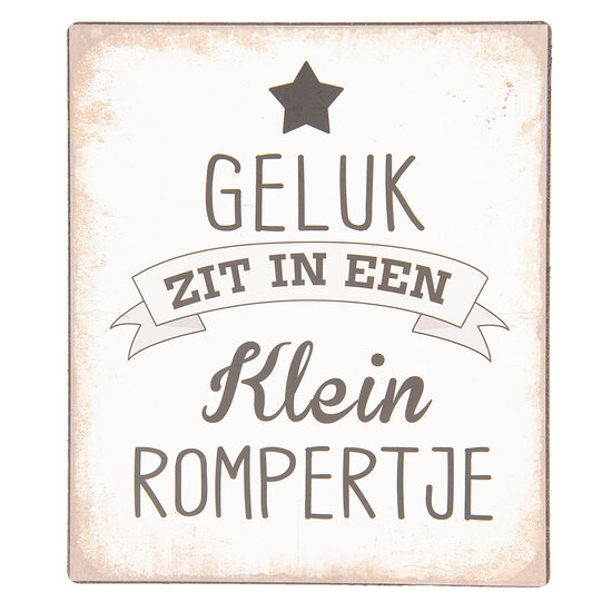 Clayre & Eef | Tekstbord Beige Zwart 13x1x15 cm | 6Y3648NL