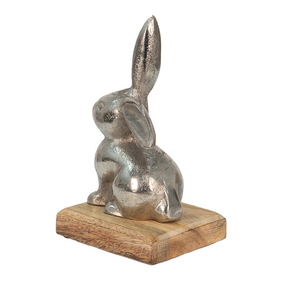 Clayre & Eef | Decoratie Beeld Konijn Zilverkleurig 11x10x20 cm | 6AL0056M