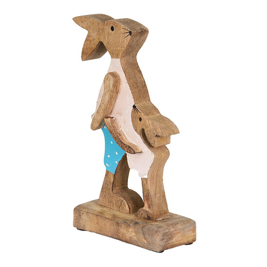 Clayre & Eef | Decoratie Beeld Konijn Bruin, Blauw 12x6x22 cm | 6H2153