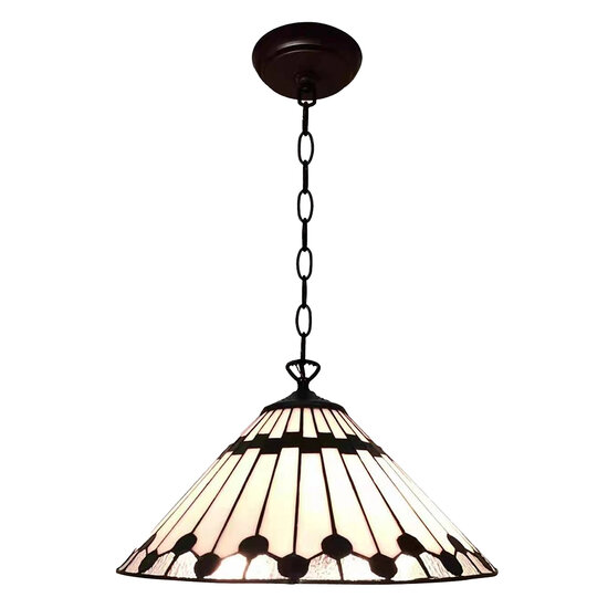 Clayre & Eef | Hanglamp Tiffany Wit, Bruin ø 40 cm E27/max 1x60W | 5LL-6176