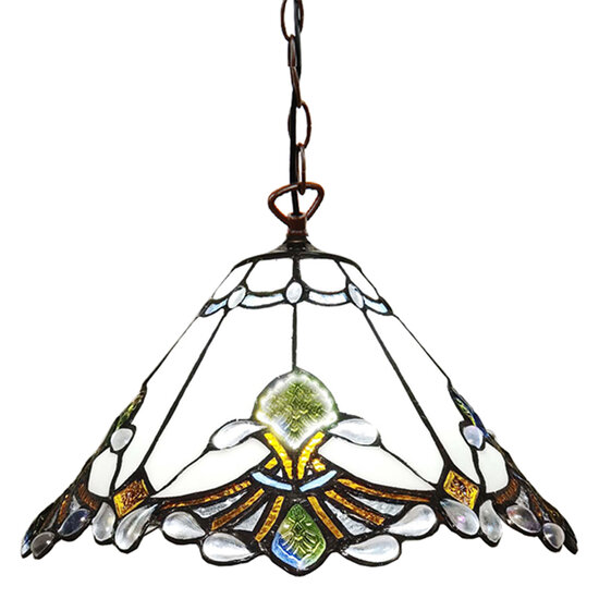 Clayre & Eef | Hanglamp Tiffany Beige, Bruin ø 31x107 cm E27/max 1x60W | 5LL-6184