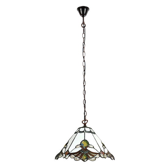 Clayre & Eef | Hanglamp Tiffany Beige, Bruin ø 31x107 cm E27/max 1x60W | 5LL-6184