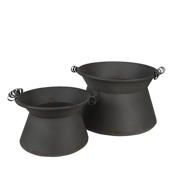 Clayre & Eef | Bloempotten Binnen Set van 2 Grijs ø 28x20 cm / ø 22x16 cm | 6Y4649