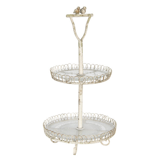 Clayre & Eef | Etagère 2 laags Wit ø 36x65 cm | 5Y0728