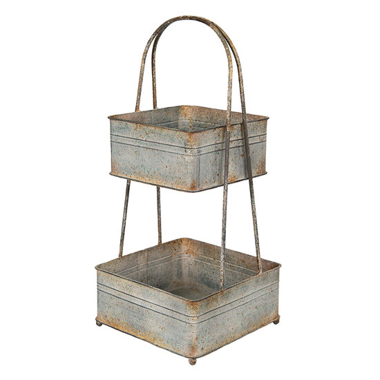 Clayre & Eef | Etagère 2 laags Grijs 29x29x66 cm | 5Y1098