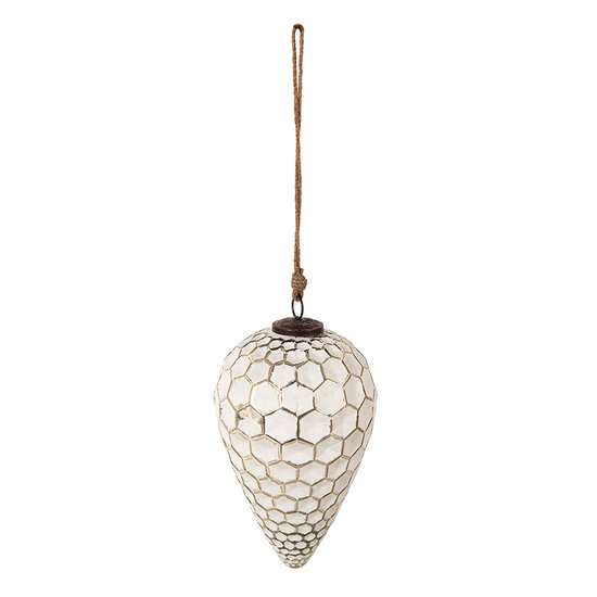 Clayre & Eef | Kerstbal XL Wit ø 14x25 cm | 6GL3869