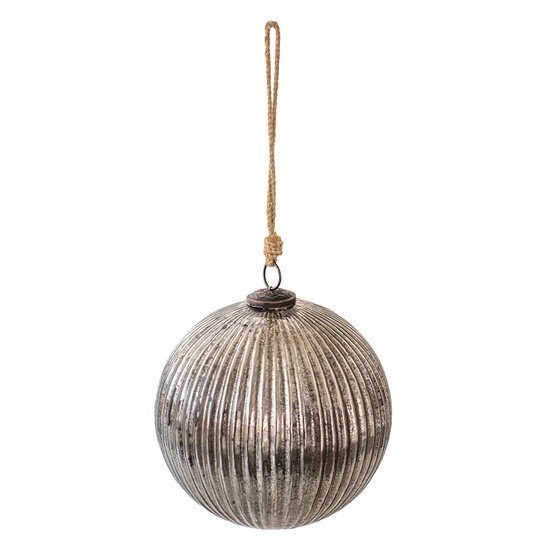 Clayre & Eef | Kerstbal XL Zilverkleurig ø 20x20 cm | 6GL3911
