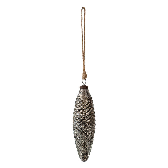 Clayre & Eef | Kerstbal XL Zwart ø 7x25 cm | 6GL3925