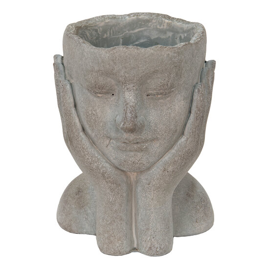 Clayre & Eef | Bloempot Binnen Hoofd Grijs 16x16x22 cm | 6TE0410L