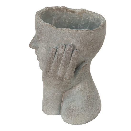 Clayre & Eef | Bloempot Binnen Hoofd Grijs 16x16x22 cm | 6TE0410L
