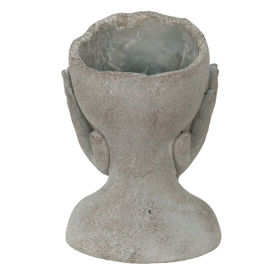 Clayre & Eef | Bloempot Binnen Hoofd Grijs 16x16x22 cm | 6TE0410L