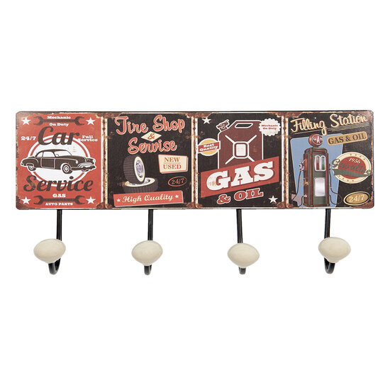 Clayre & Eef | Wandkapstok Rood 40x7x18 cm | 6Y5012