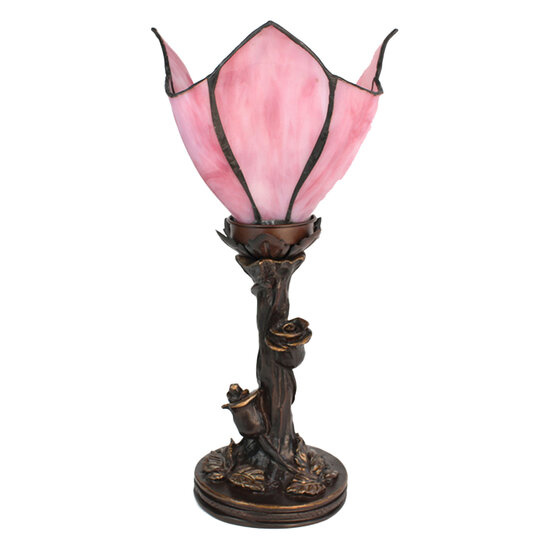 Clayre & Eef | Tiffany Tafellamp Bloem Roze ø 18x32 cm E14/max 1x25W | 5LL-6232