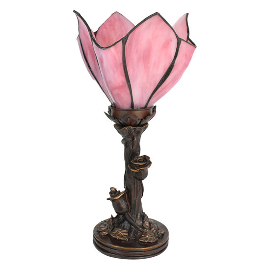 Clayre & Eef | Tiffany Tafellamp Bloem Roze ø 18x32 cm E14/max 1x25W | 5LL-6232
