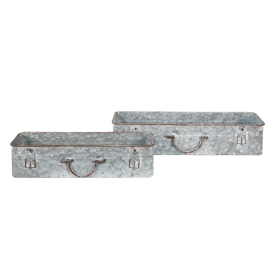 Clayre & Eef | Planthouder Grijs set van 2 61x16x12 / 50x13x11 cm | 5Y1074