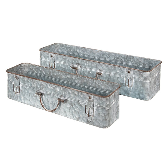 Clayre & Eef | Planthouder Grijs set van 2 61x16x12 / 50x13x11 cm | 5Y1074